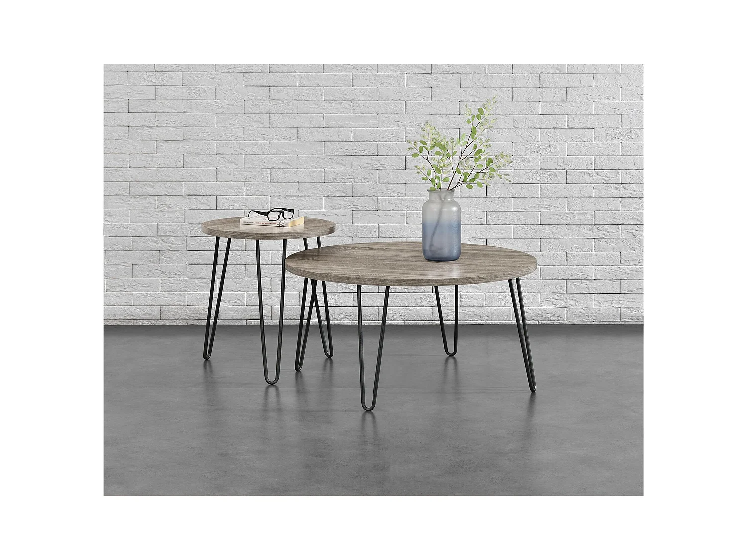 Owen | Table d'appoint en panneau de particules stratifié Chêne gris