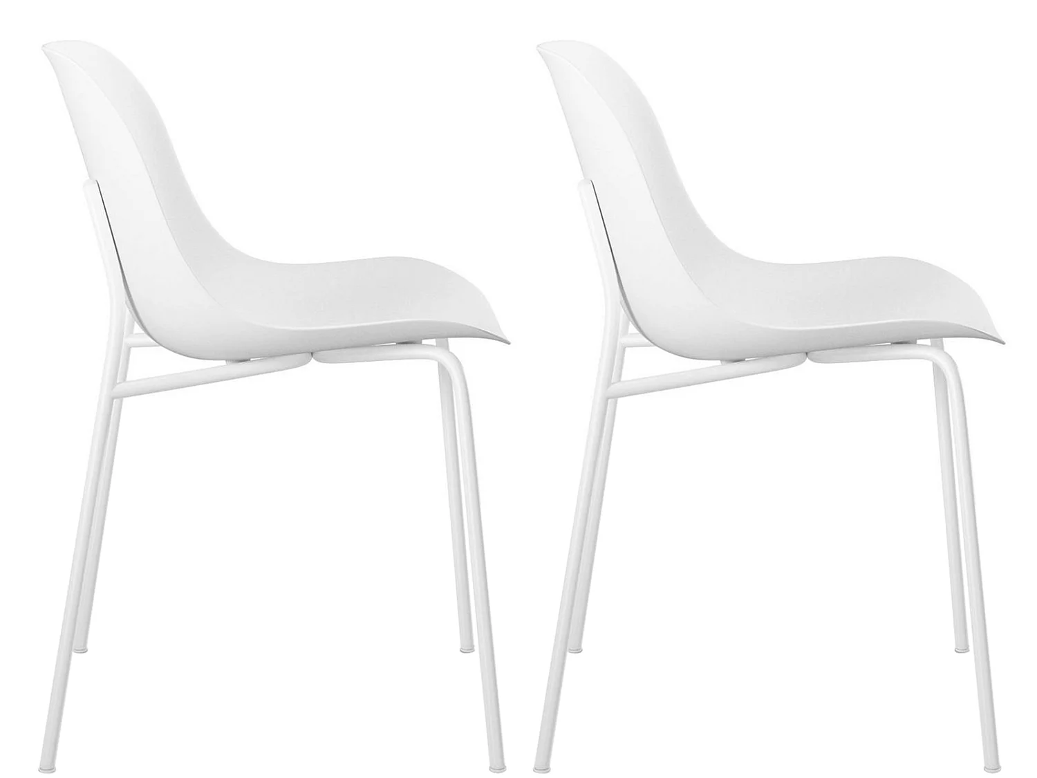 Stuhl 2 PK Weiß Kunststoff Weiß
