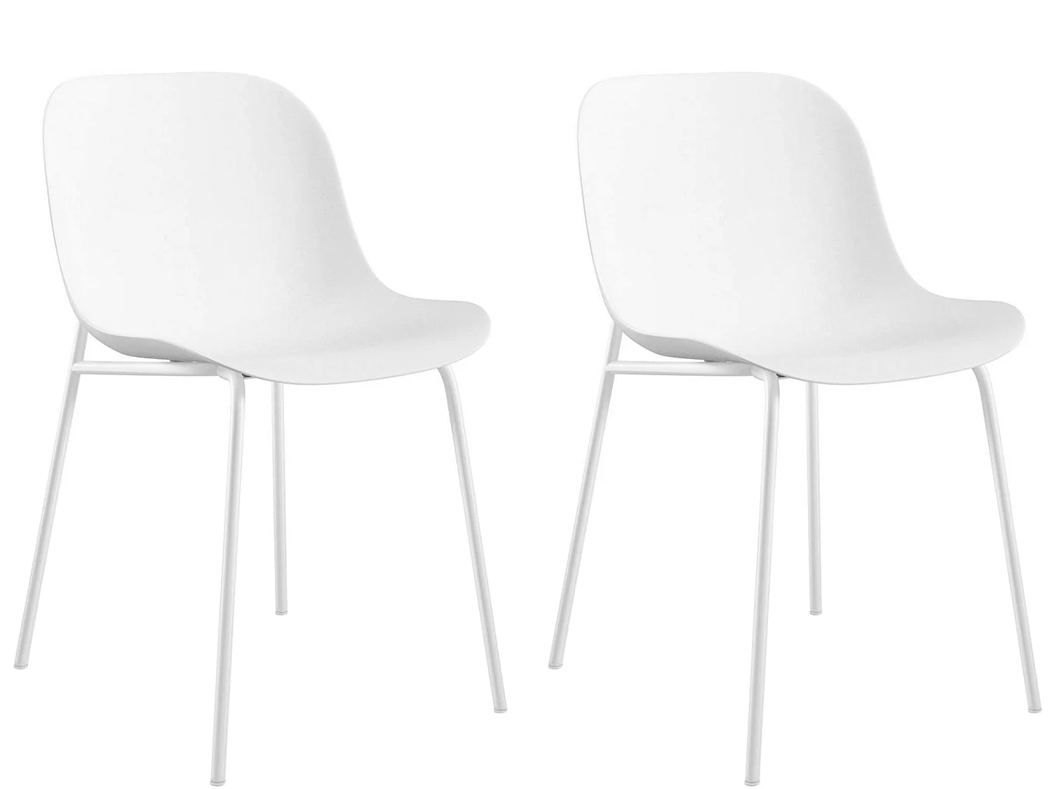 Stuhl 2 PK Weiß Kunststoff Weiß