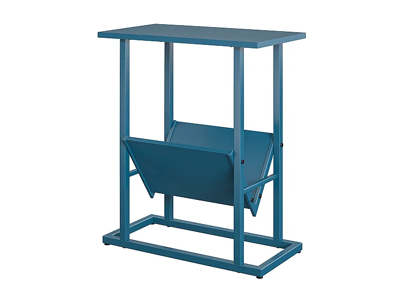 Regal | Bijzettafel met 1 plank in blauw met metalen onderstel