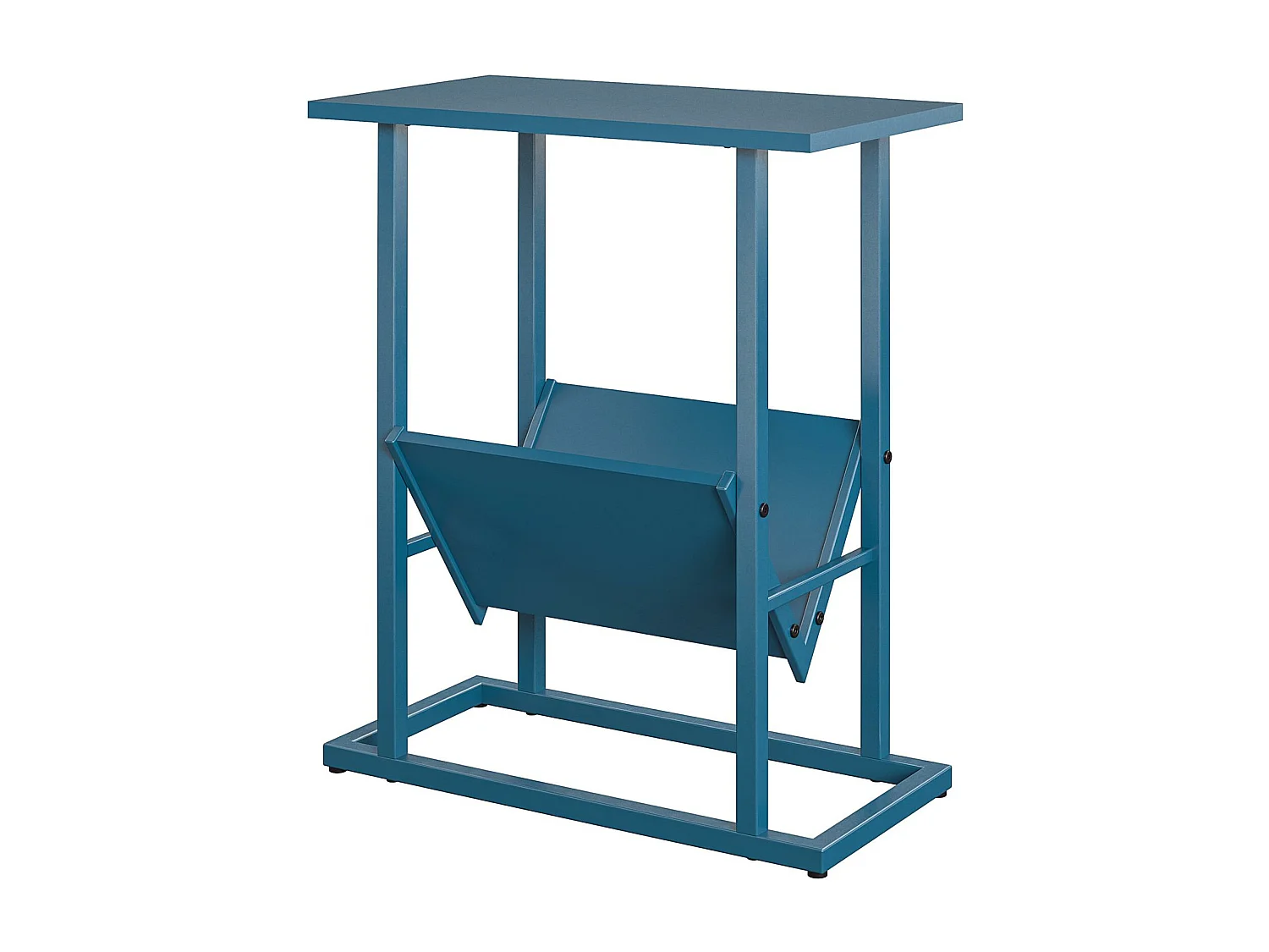 Regal | Bijzettafel met 1 plank in blauw met metalen onderstel