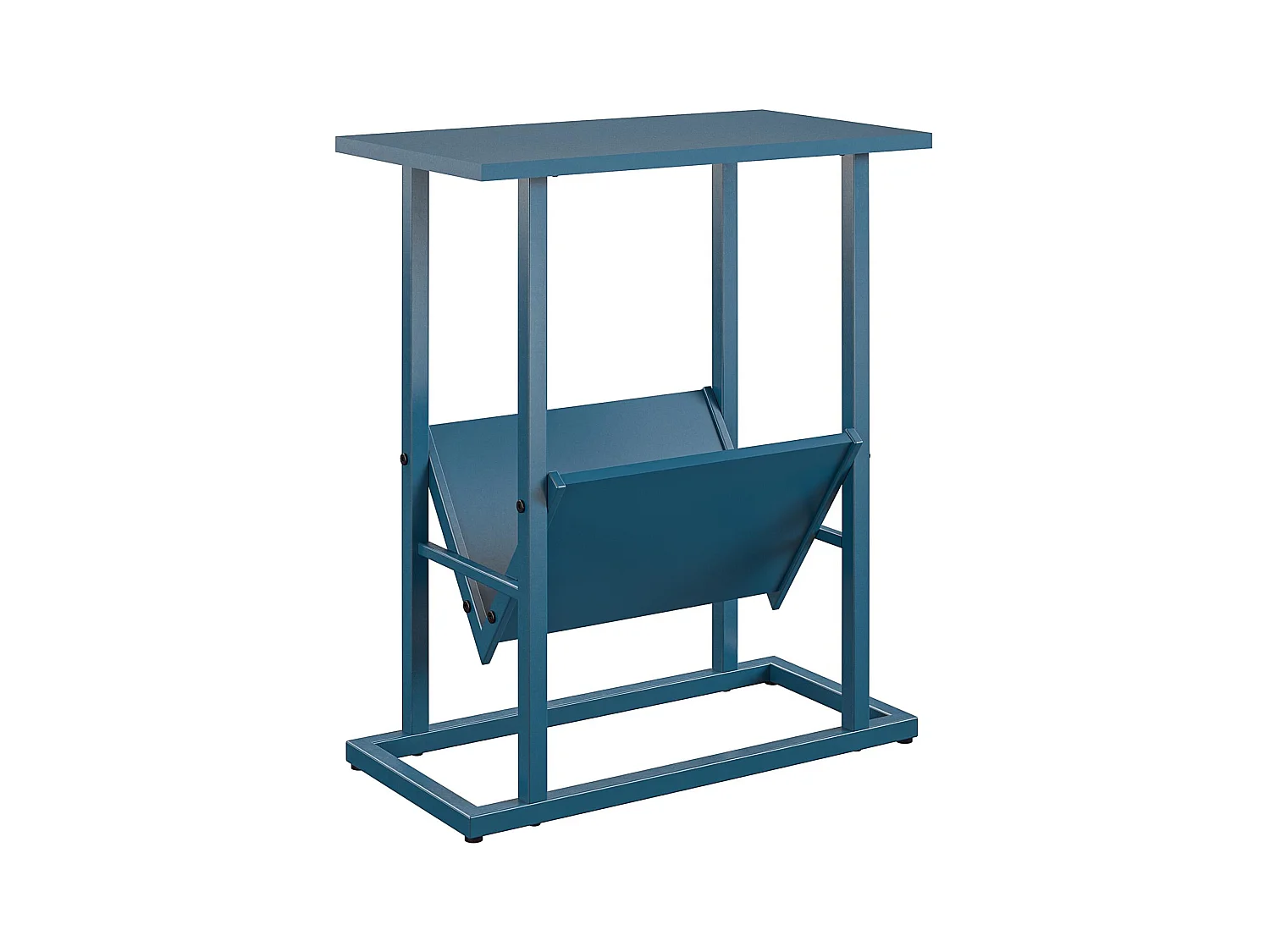 Regal | Bijzettafel met 1 plank in blauw met metalen onderstel