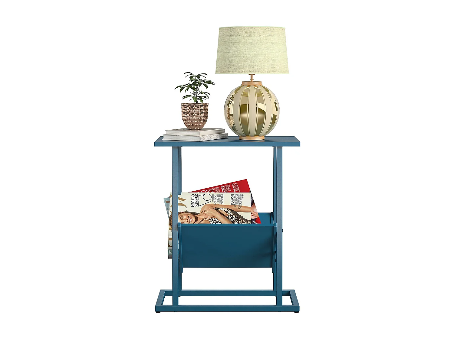 Regal | Table d'appoint à 1 étagère en bleu avec structure en métal