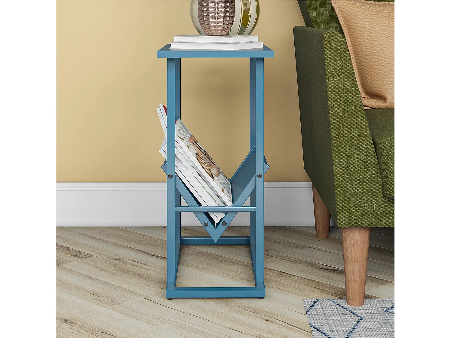 Regal | Table d'appoint à 1 étagère en bleu avec structure en métal