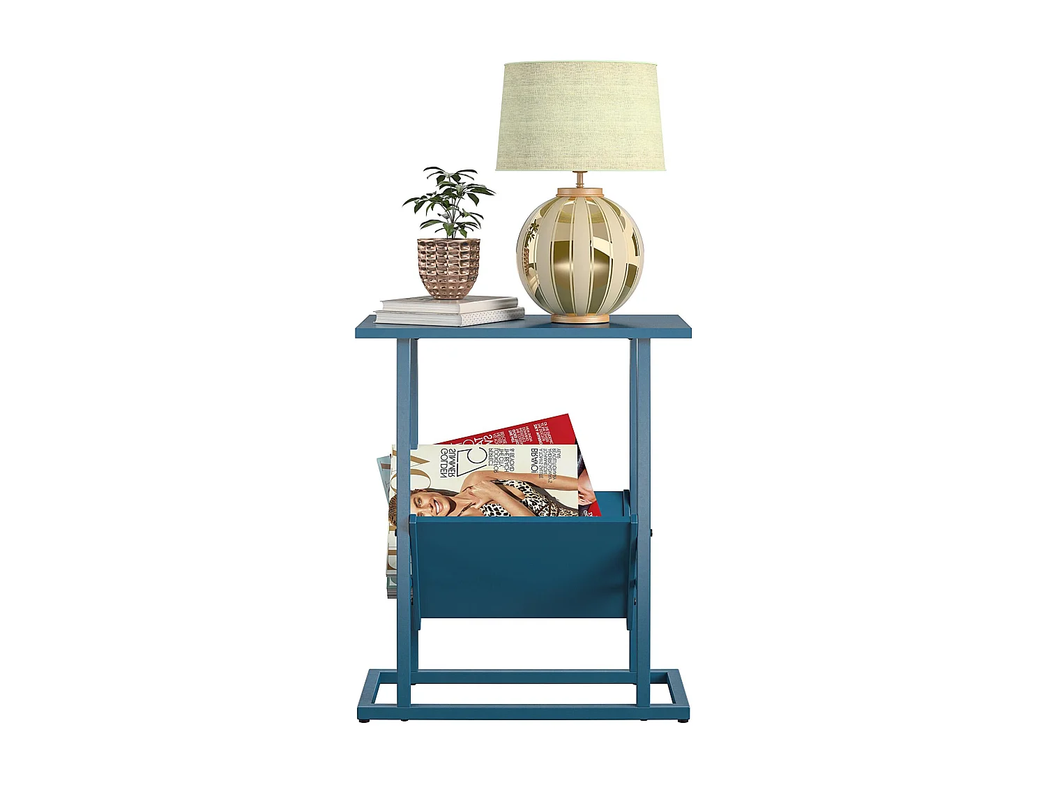 Regal | Table d'appoint à 1 étagère en bleu avec structure en métal