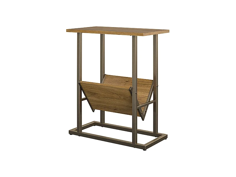 Regal | Bijzettafel met 1 plank in effet walnoot met metalen onderstel