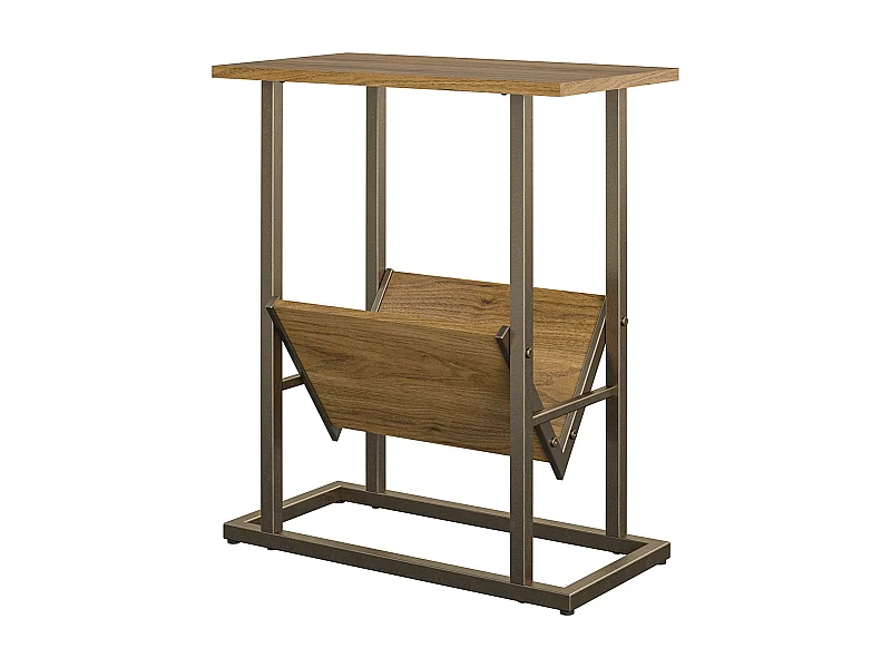 Regal | Table d'appoint à 1 étagère en aspect noyer avec structure en métal