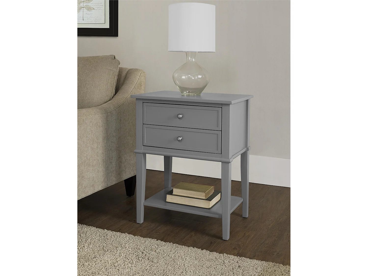 Accenttafel met 2 laden in MDF Grijs