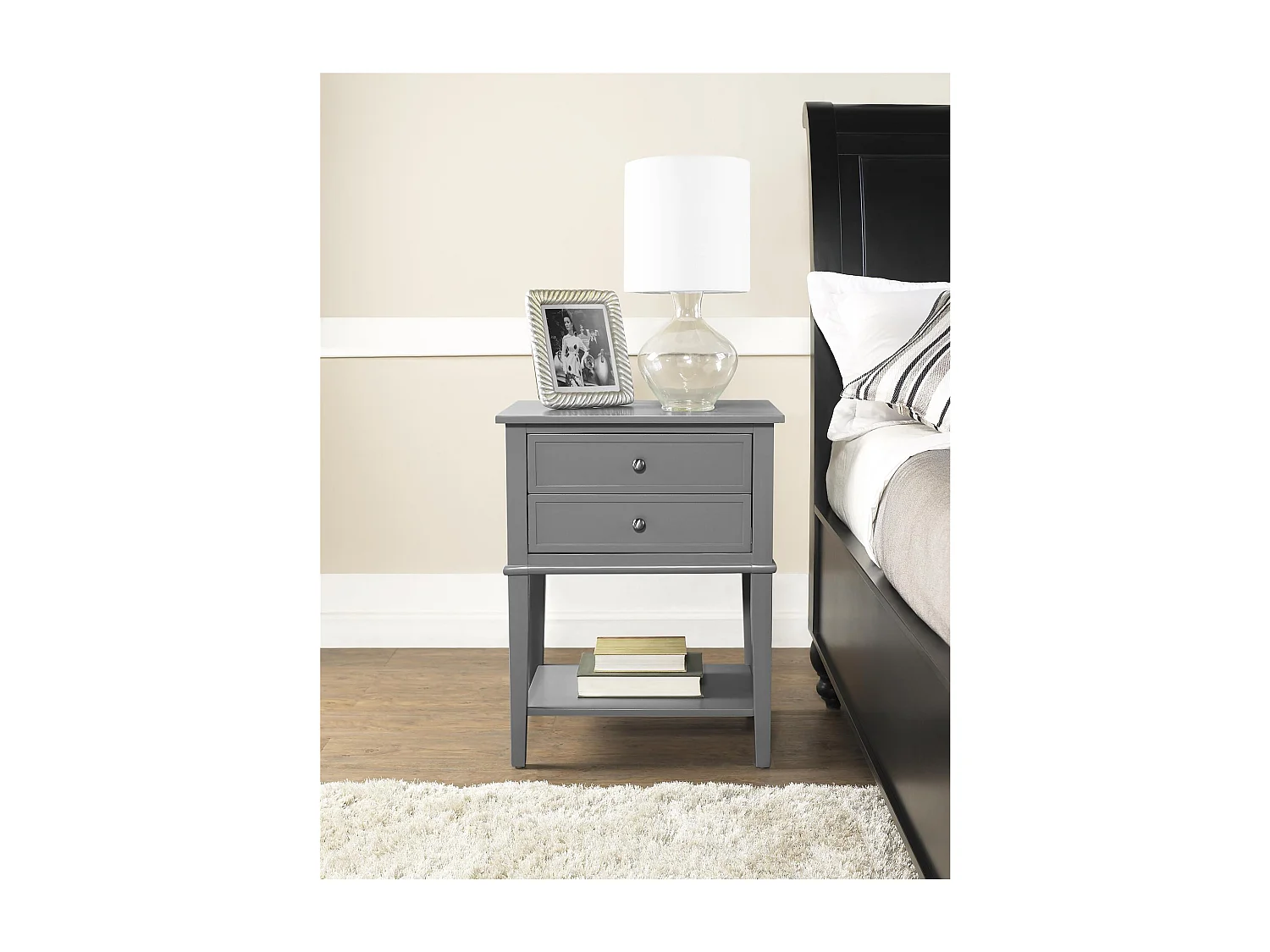 Accenttafel met 2 laden in MDF Grijs