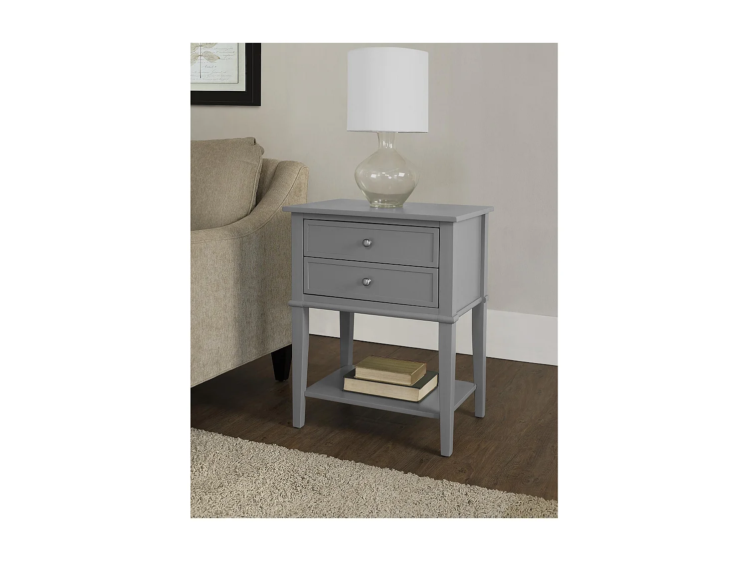 Accenttafel met 2 laden in MDF Grijs