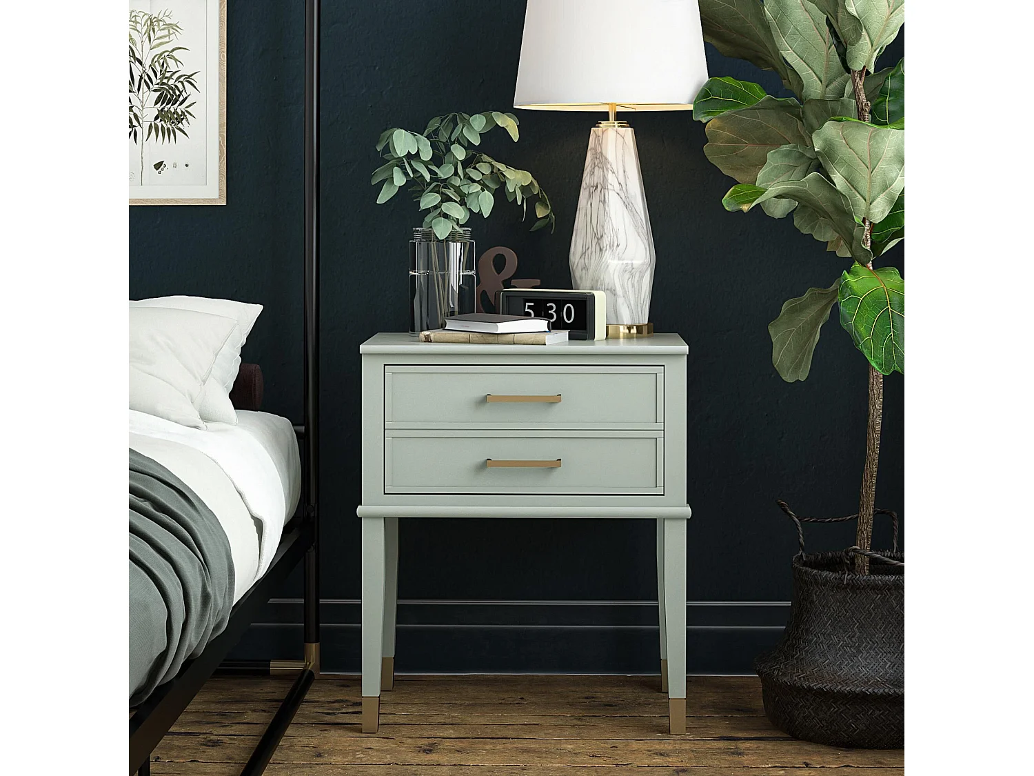 Westerleigh | Table d'appoint avec 1 tiroir en MDF Vert