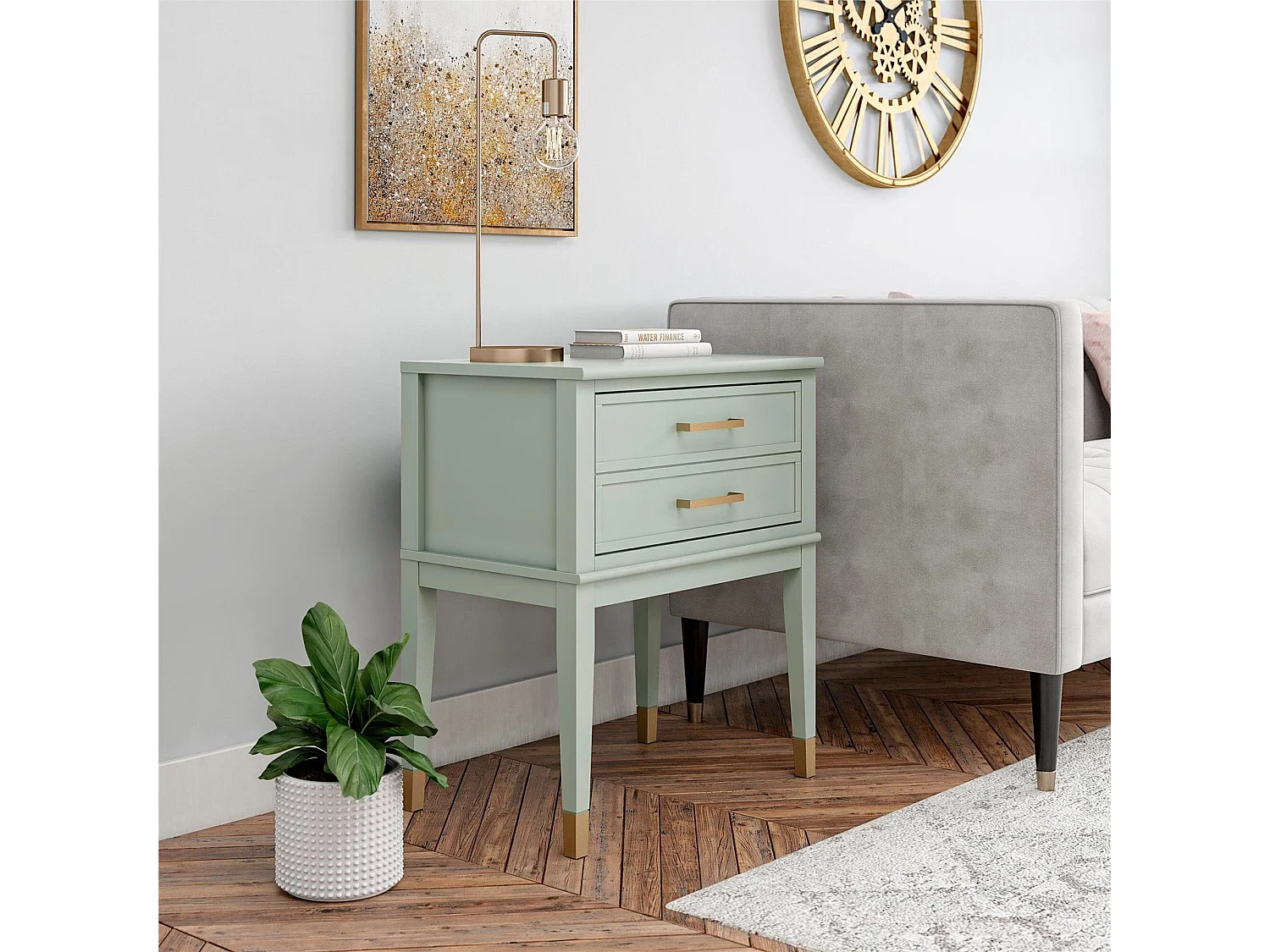 Westerleigh | Table d'appoint avec 1 tiroir en MDF Vert