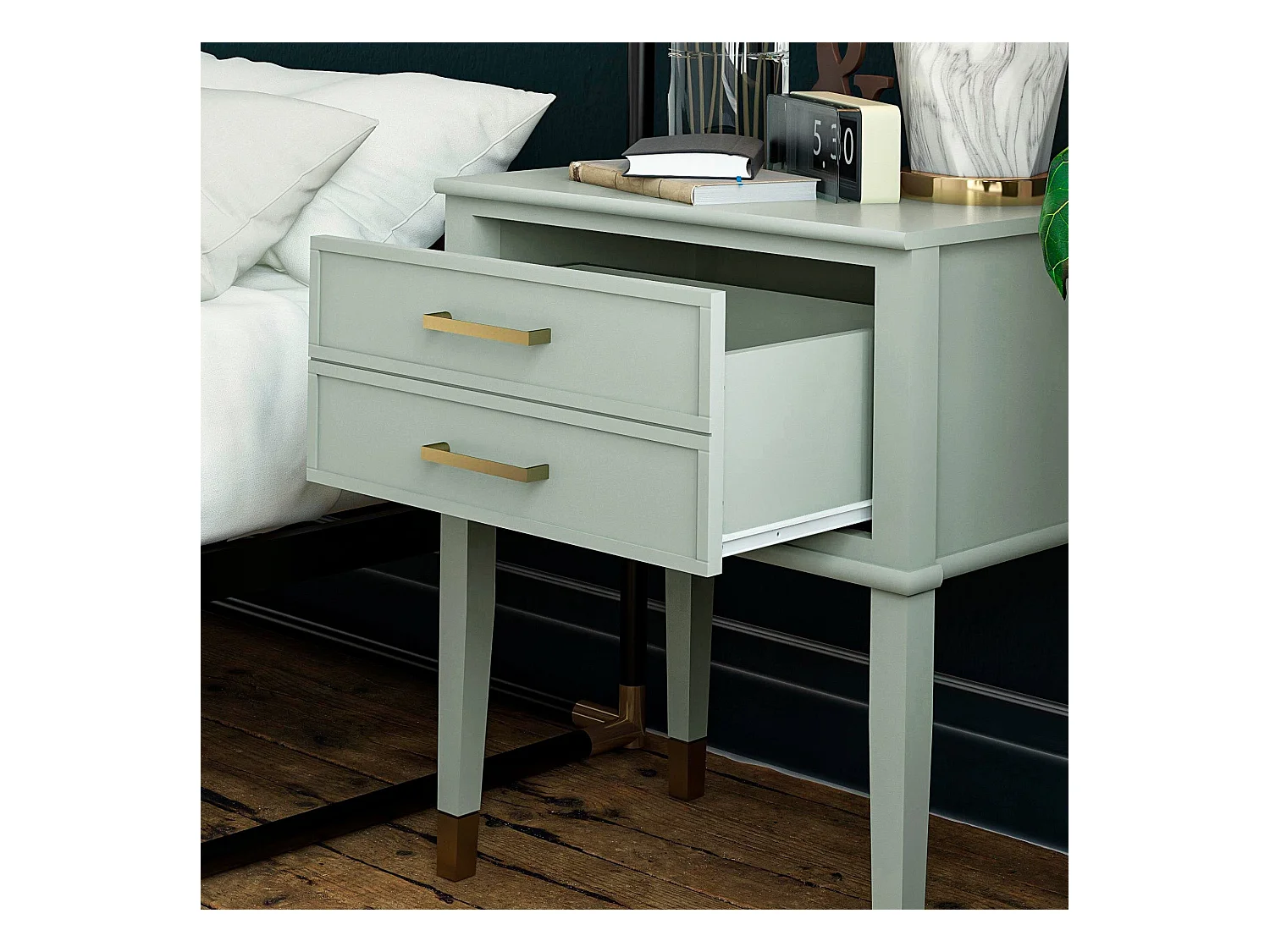 Mesa auxiliar con 2 cajones en MDF Verde