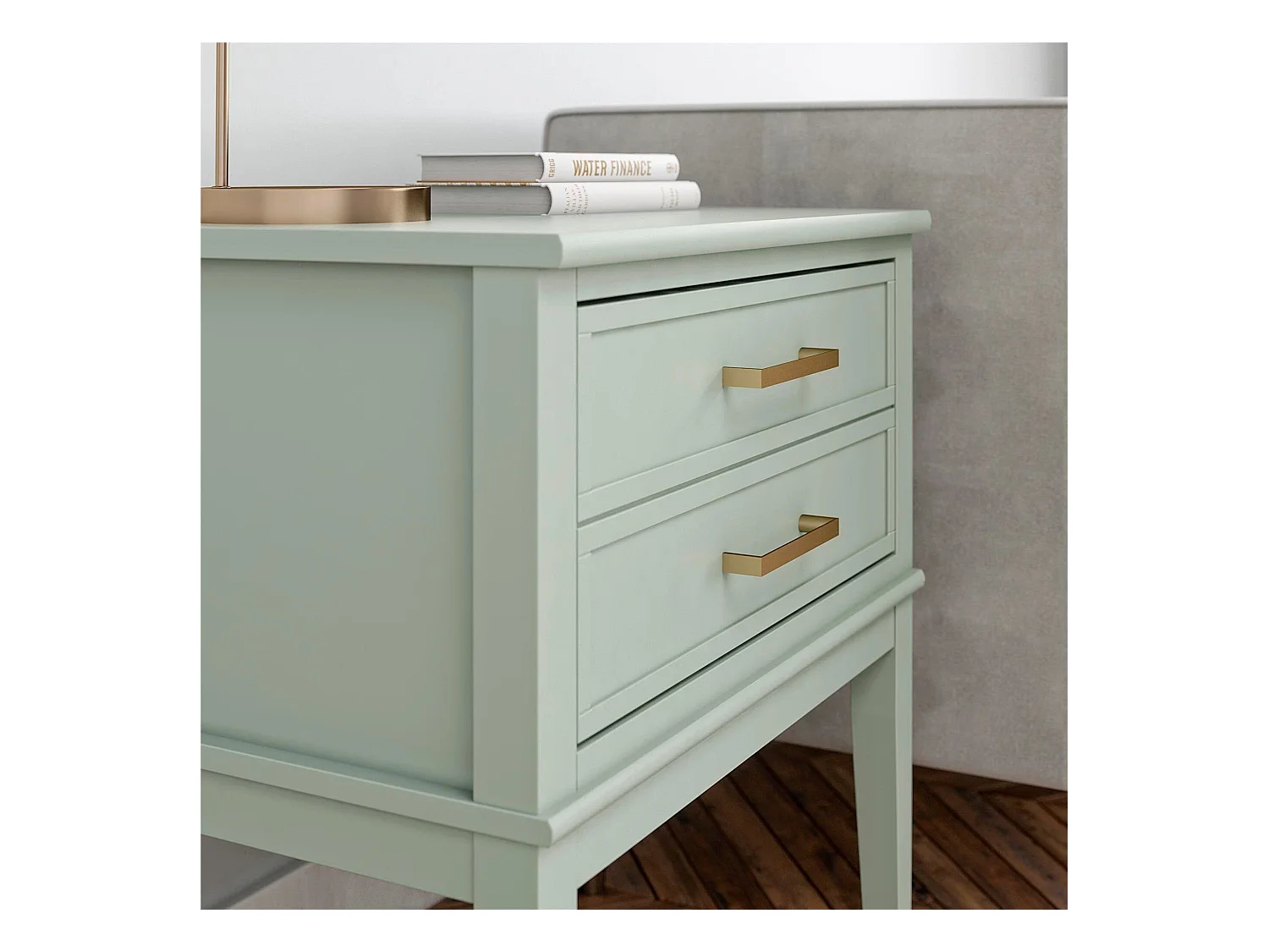 Mesa auxiliar con 2 cajones en MDF Verde