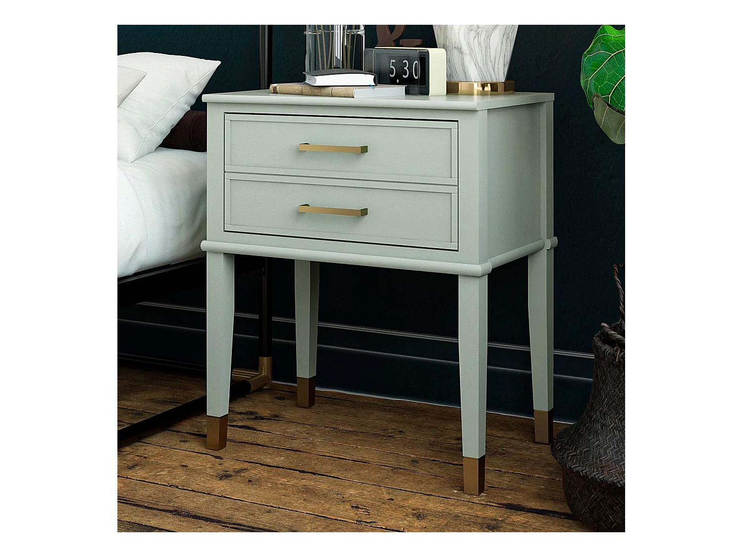 Mesa auxiliar con 2 cajones en MDF Verde