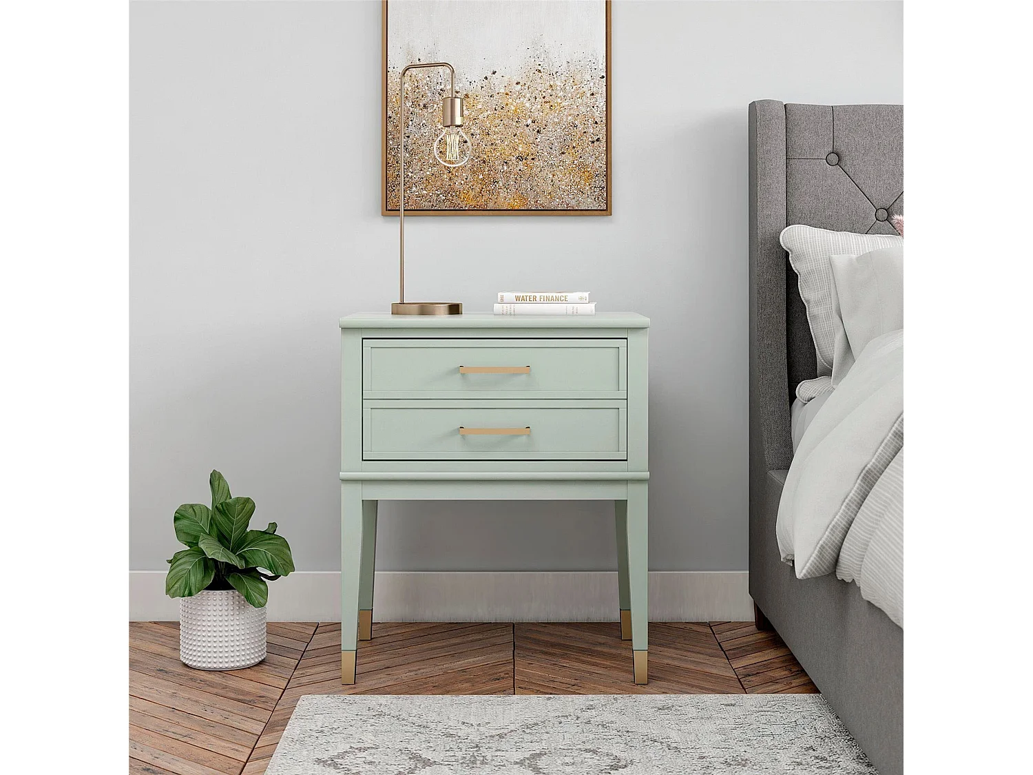 Westerleigh | Table d'appoint avec 1 tiroir en MDF Vert