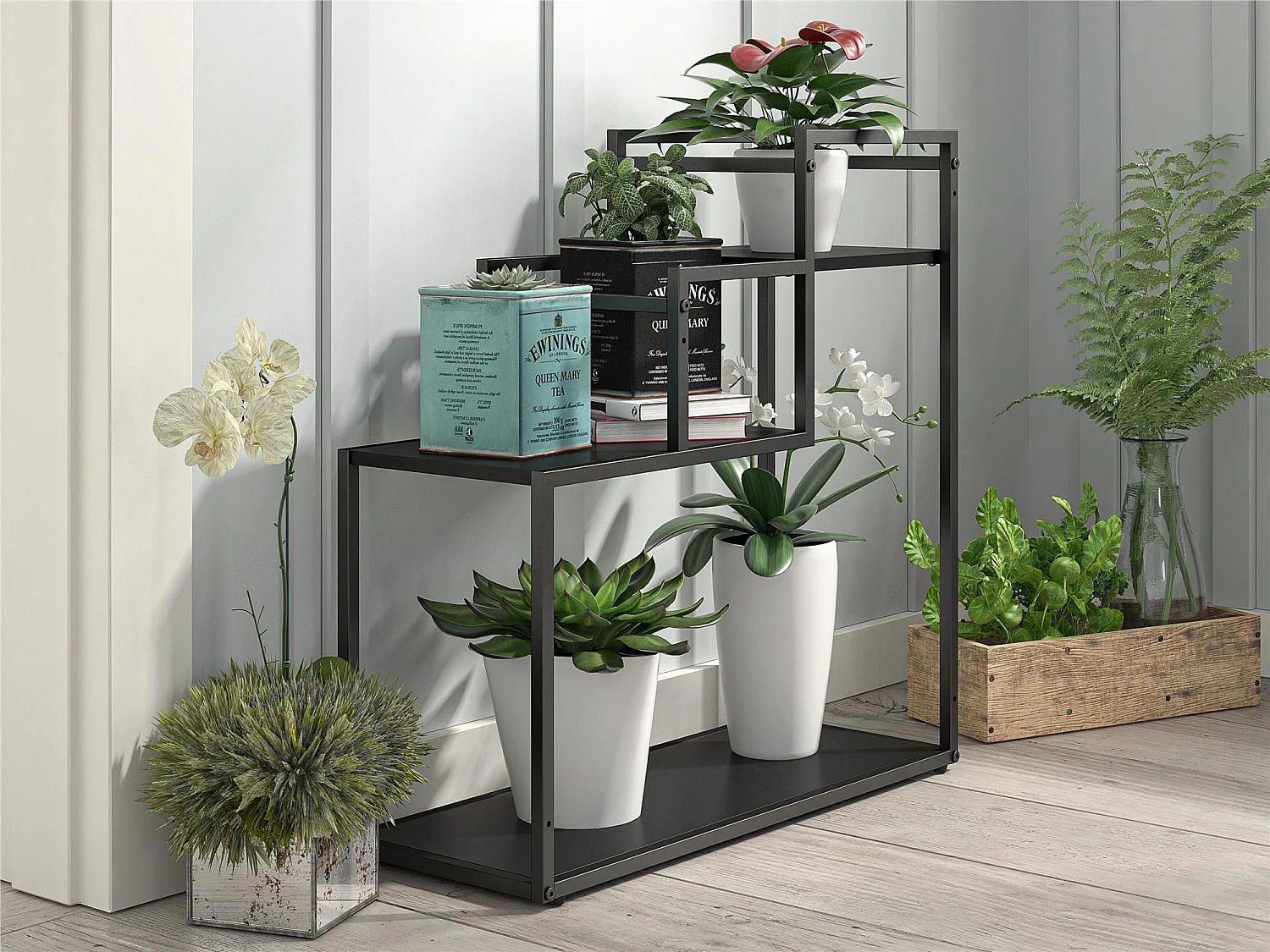 Weston | Support de plantes en aspect chêne noir