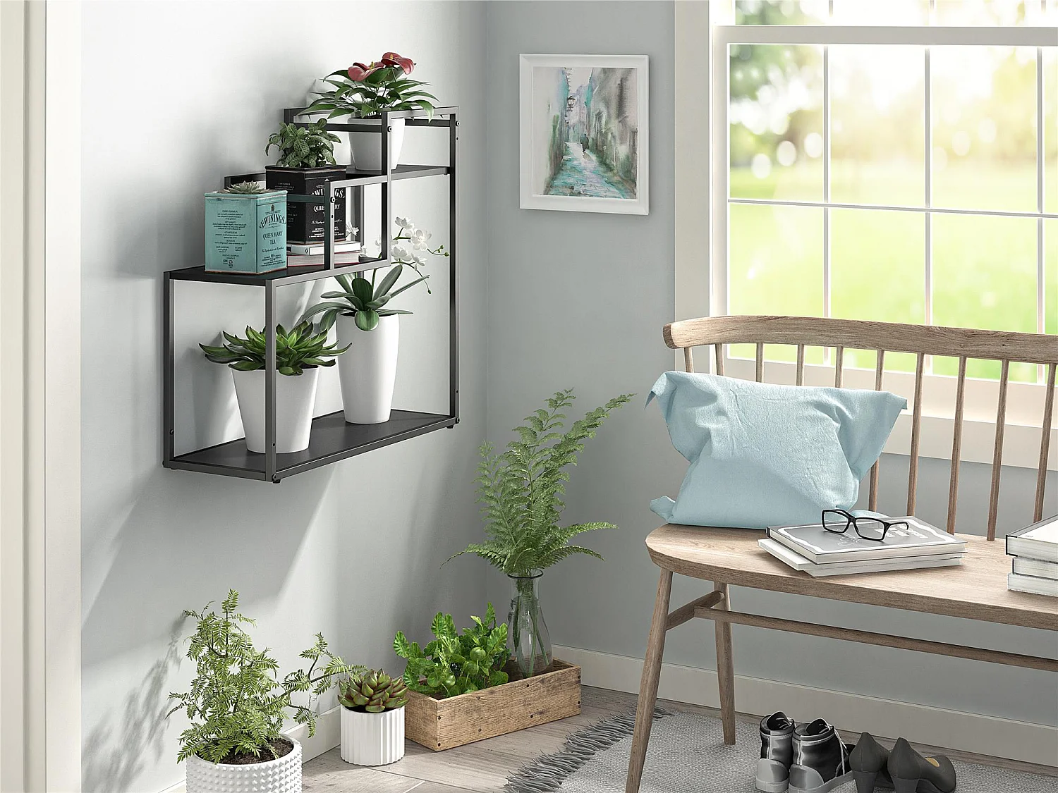 Weston | Support de plantes en aspect chêne noir