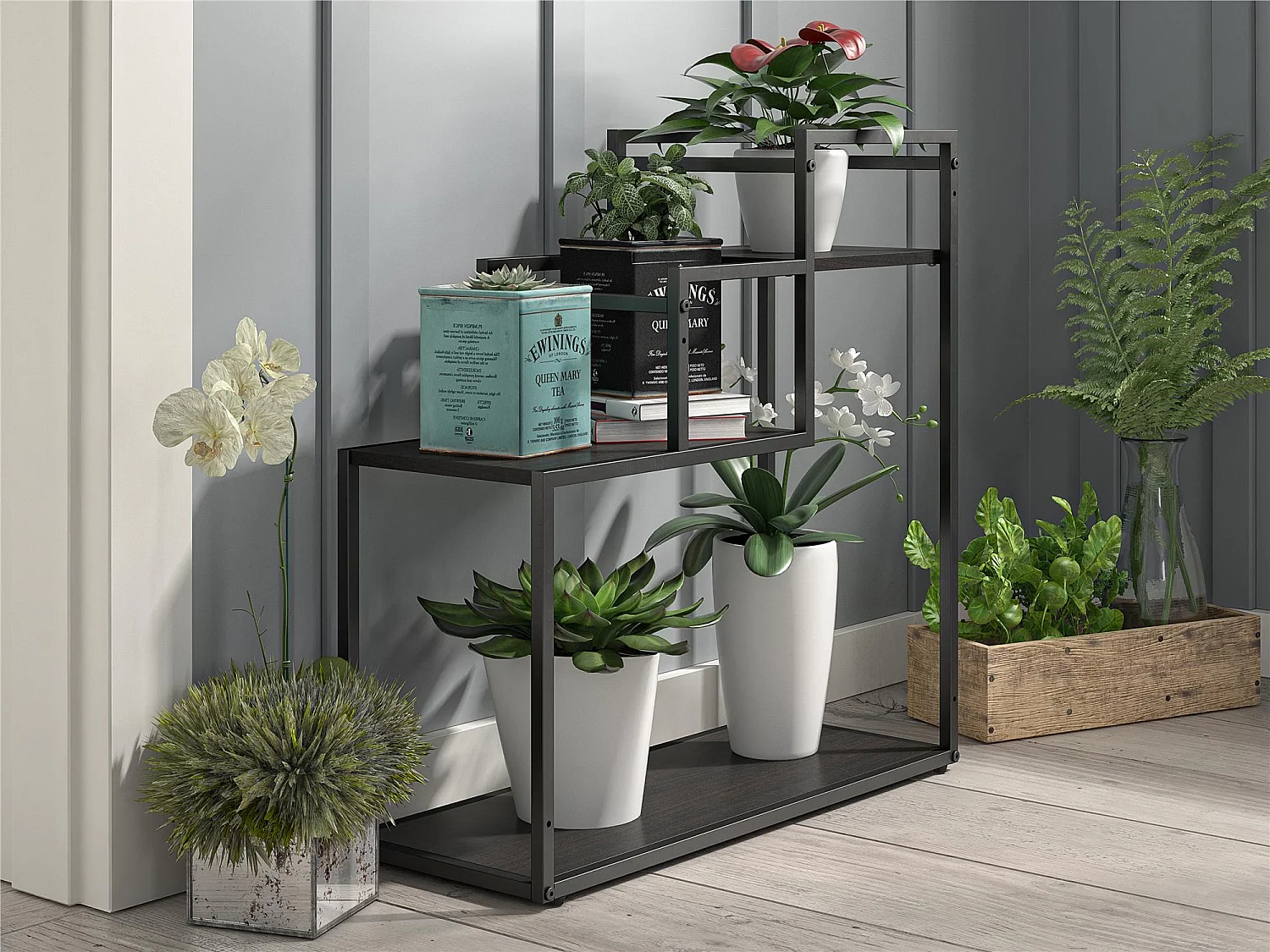 Weston | Support de plantes en aspect bois en couleur espresso