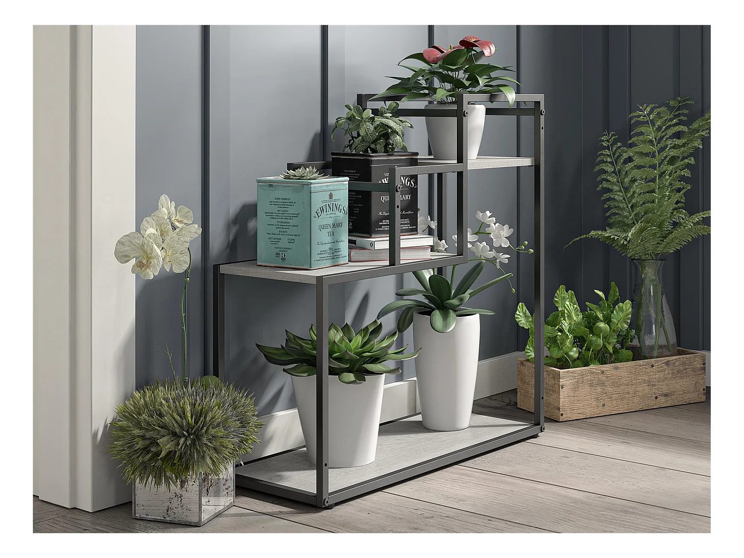 Weston | Soporte para plantas en efecto de madera natural