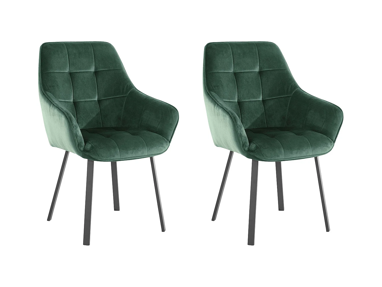 Poppy | Fauteuil 2 Pack en velours vert foncé