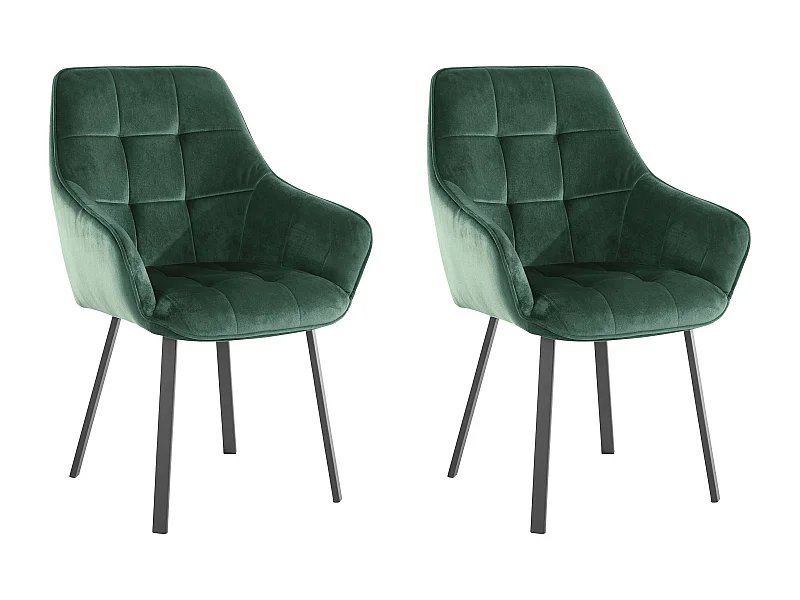 Poppy | Fauteuil 2 Pack en velours vert foncé