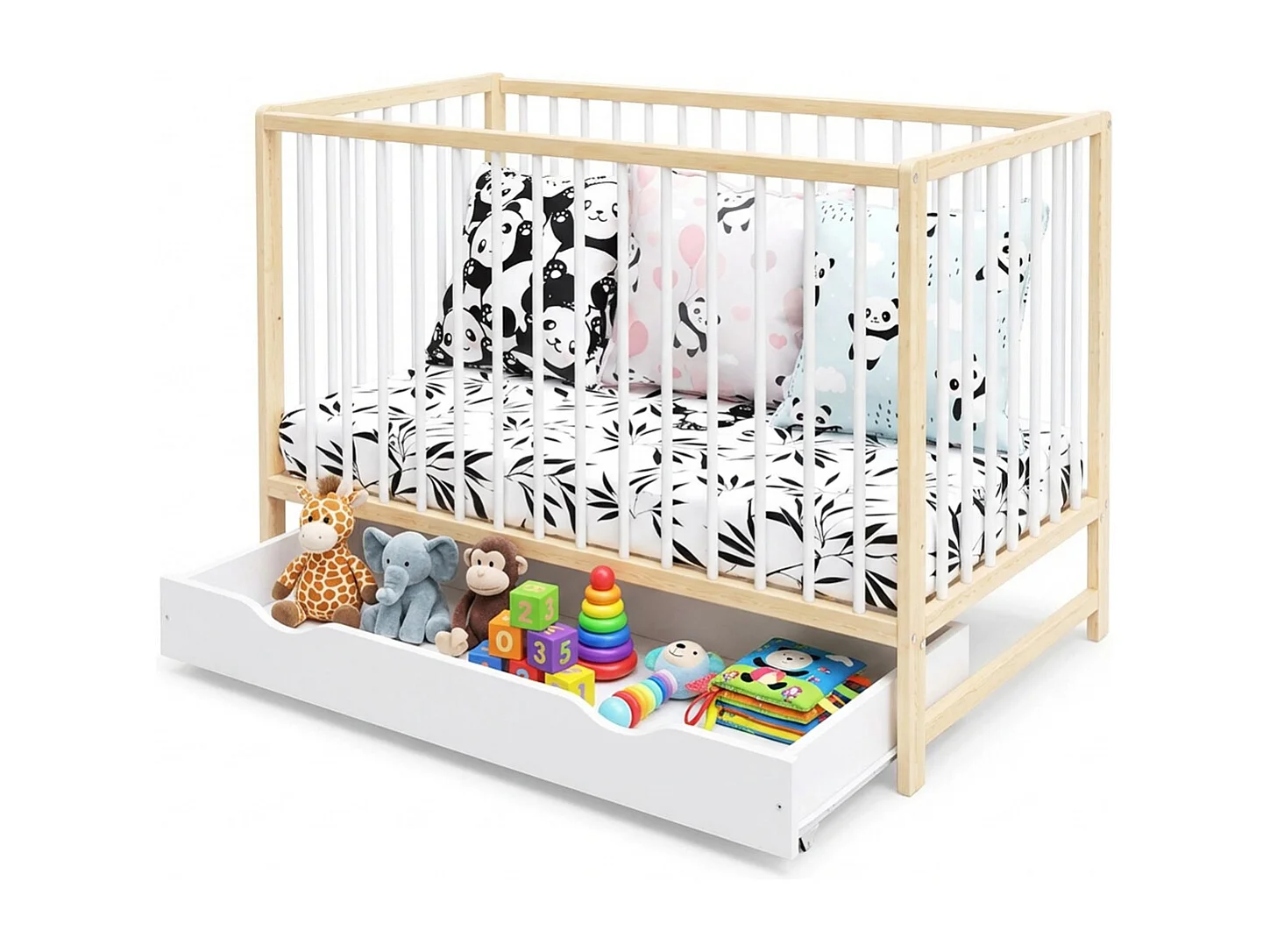 MINEA | Lit bébé évolutif avec tiroir MATHIS 60x120 cm (matelas non inclus)