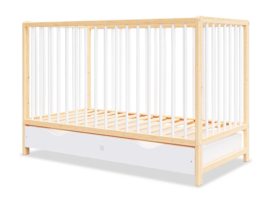 MINEA | Lit bébé évolutif avec tiroir MATHIS 60x120 cm (matelas non inclus)