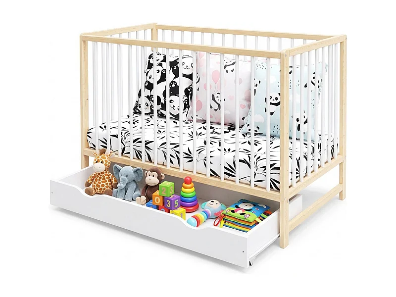 MINEA | Lit bébé évolutif avec tiroir MATHIS 60x120 cm (matelas non inclus)