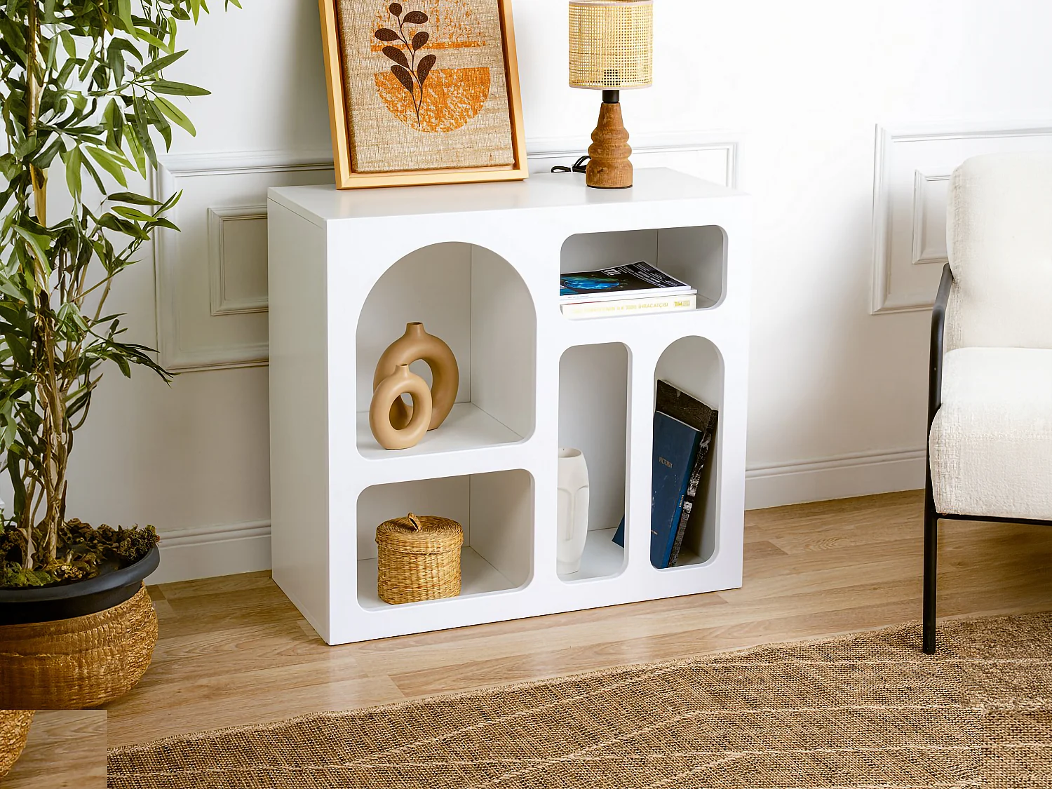 Console avec 5 niches - Blanc - LUELA