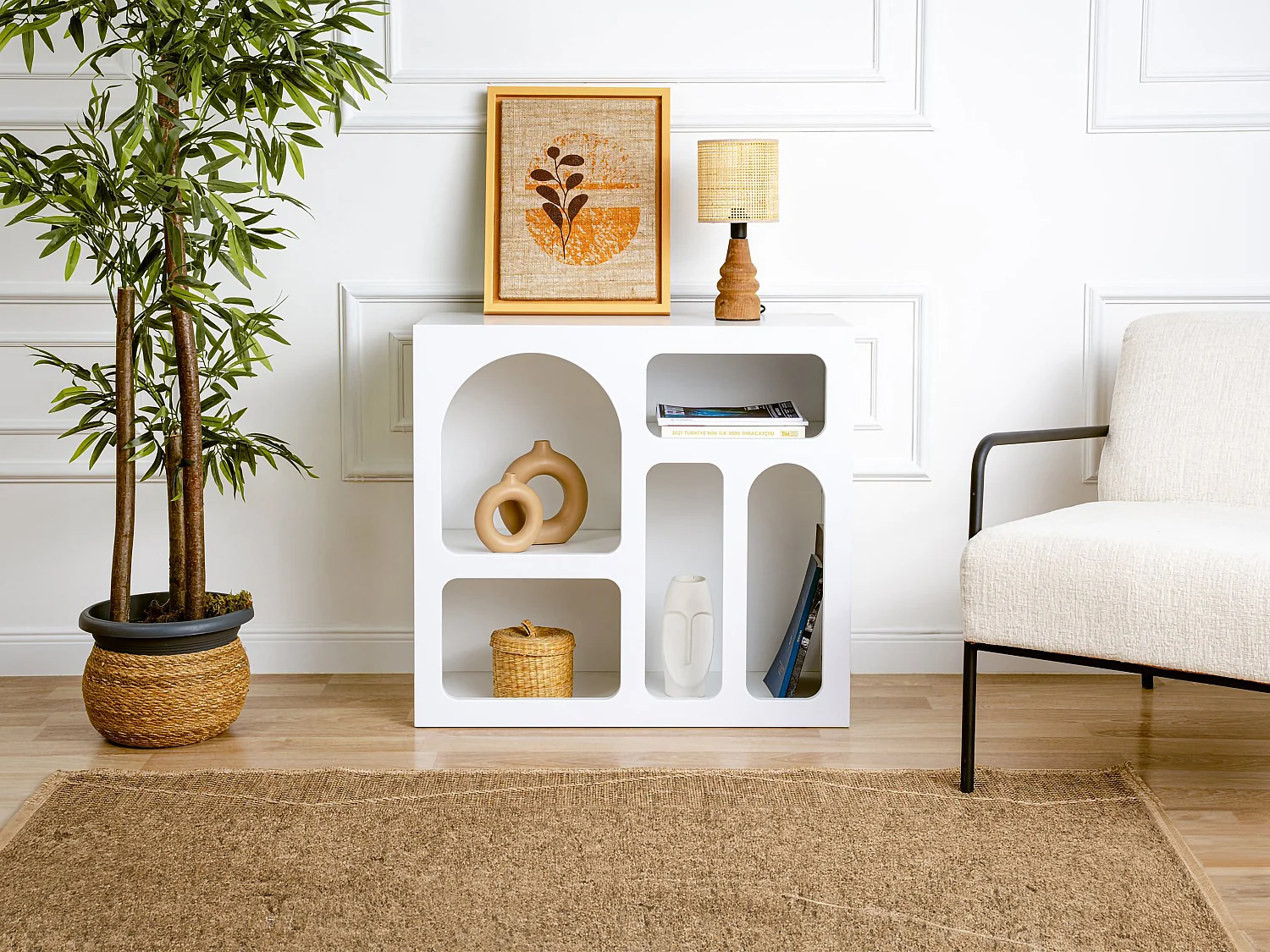 Console avec 5 niches - Blanc - LUELA