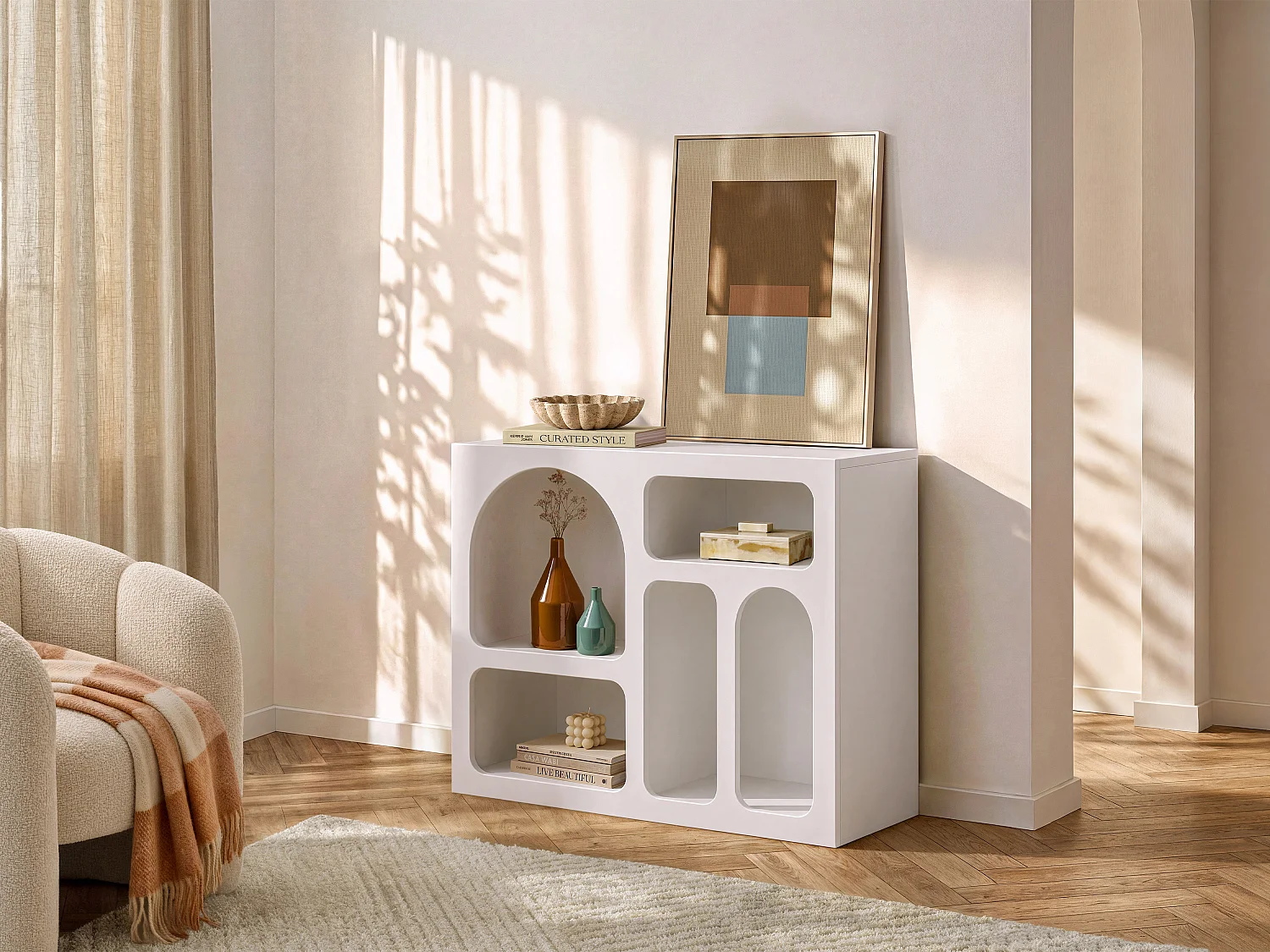 Console avec 5 niches - Blanc - LUELA