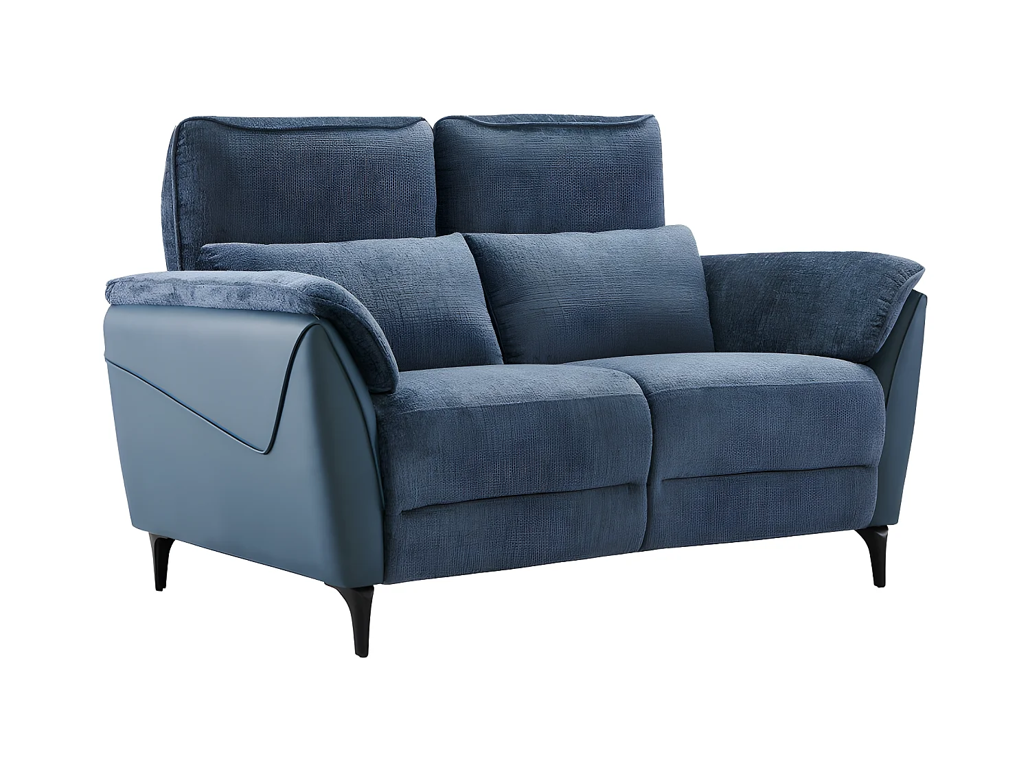 Canapé 2 places relax électrique Tissu/Simili cuir Bleu - CEPHEE