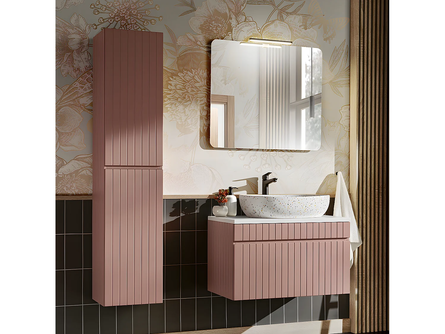 Meuble sous-vasque 80cm Zelie Rose