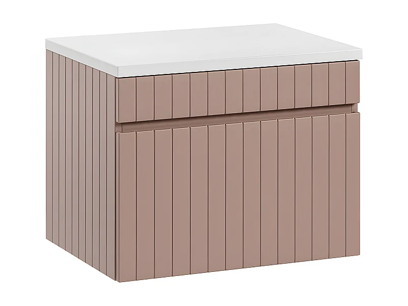 Mueble bajo lavabo 60cm y encimera Zelie rosado y blanco