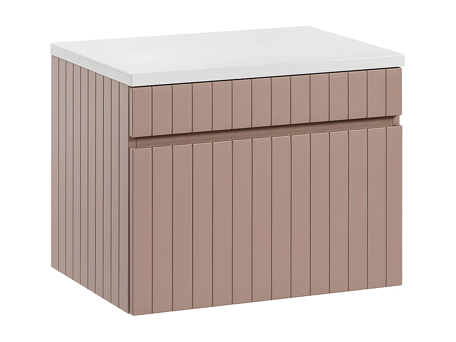 Meuble sous-vasque 60cm plan de toilette Zelie Rose et Blanc