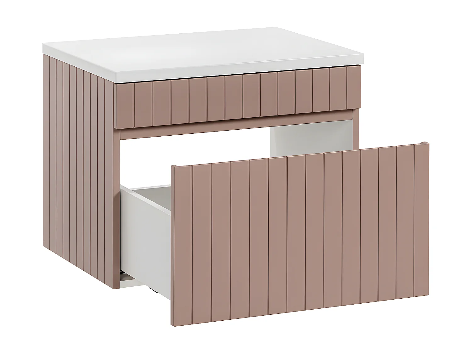 Meuble sous-vasque 60cm plan de toilette Zelie Rose et Blanc