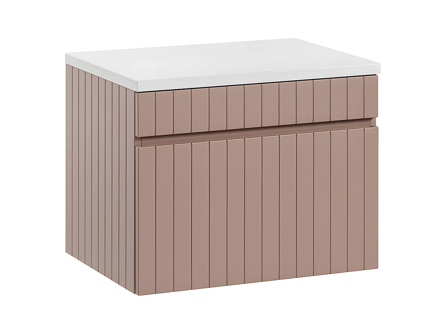 Meuble sous-vasque 60cm plan de toilette Zelie Rose et Blanc