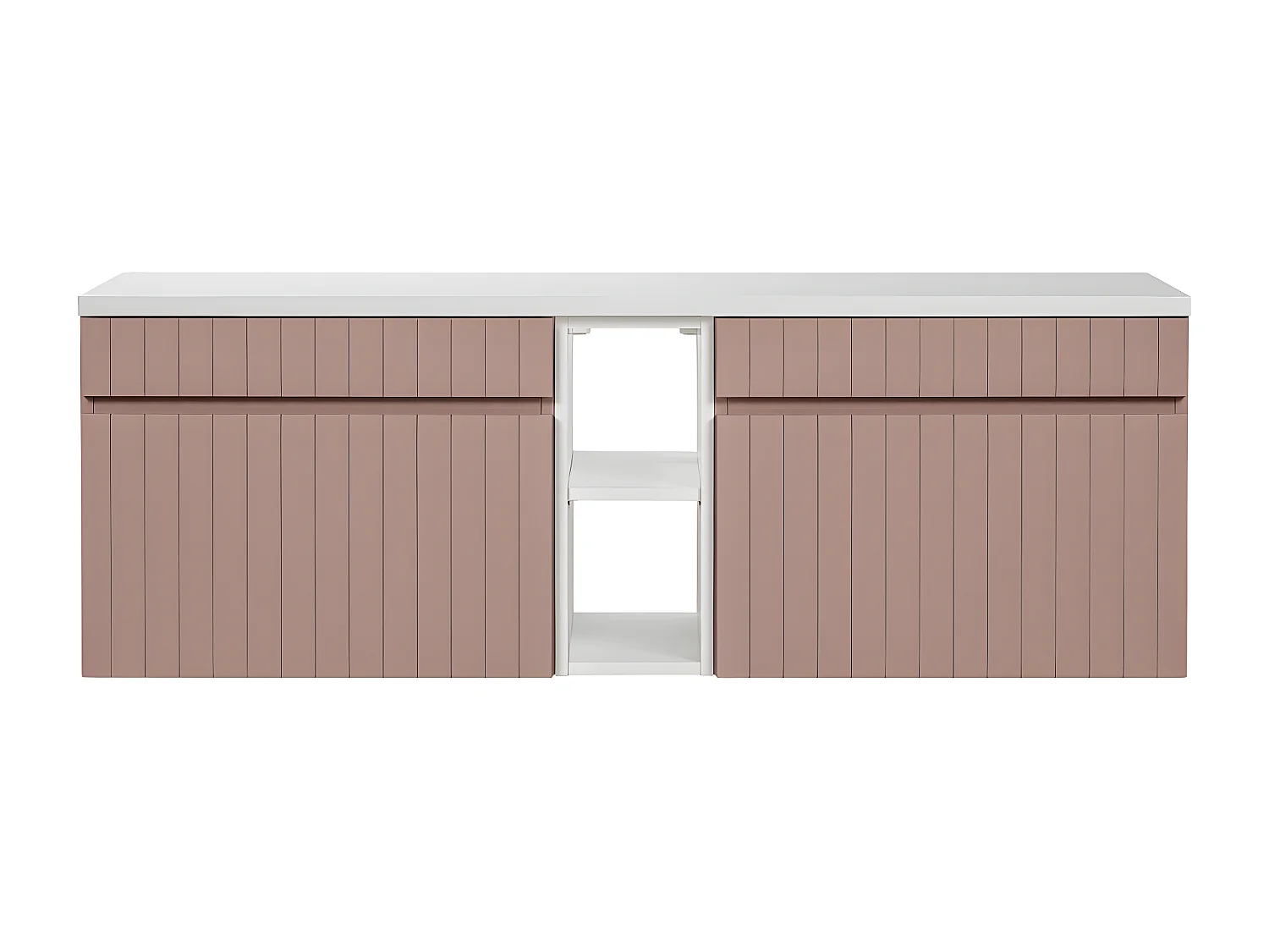 Meuble sous-vasque 140cm 2 niches Zelie Rose et Blanc