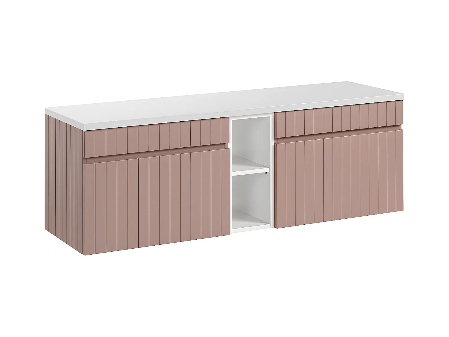 Mueble bajo lavabo 140 cm 2 nichos Zelie Rosado y Blanco