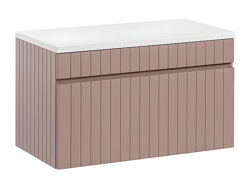 Mueble bajo lavabo 80cm y encimera Zelie rosado y blanco