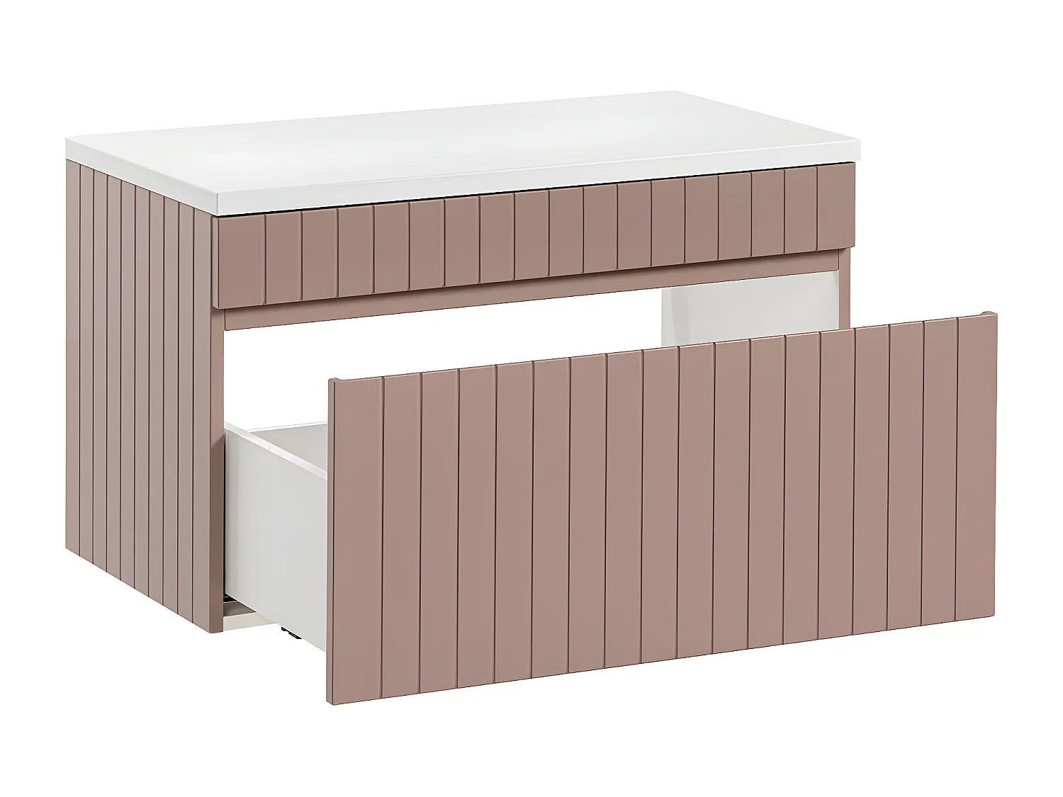 Meuble sous-vasque 80cm plan de toilette Zelie Rose et Blanc
