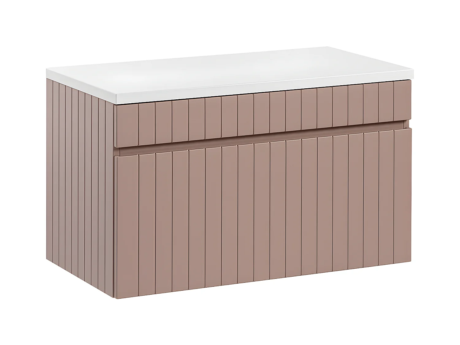 Meuble sous-vasque 80cm plan de toilette Zelie Rose et Blanc