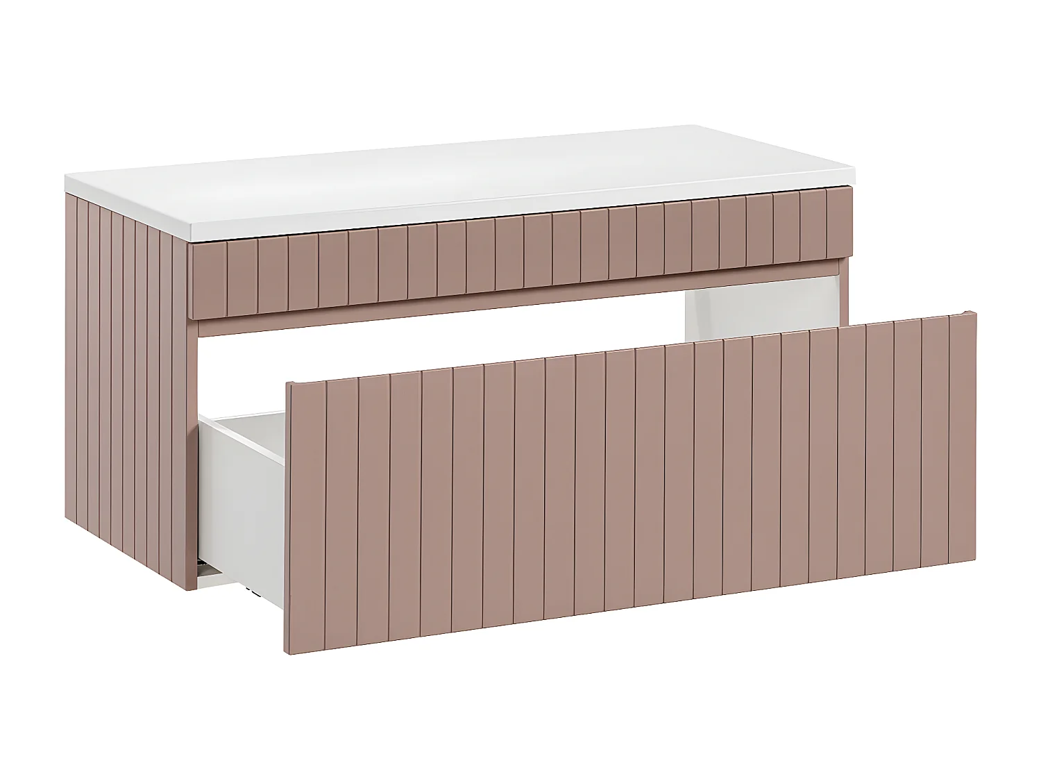 Meuble sous-vasque 100cm plan de toilette Zelie Rose et Blanc