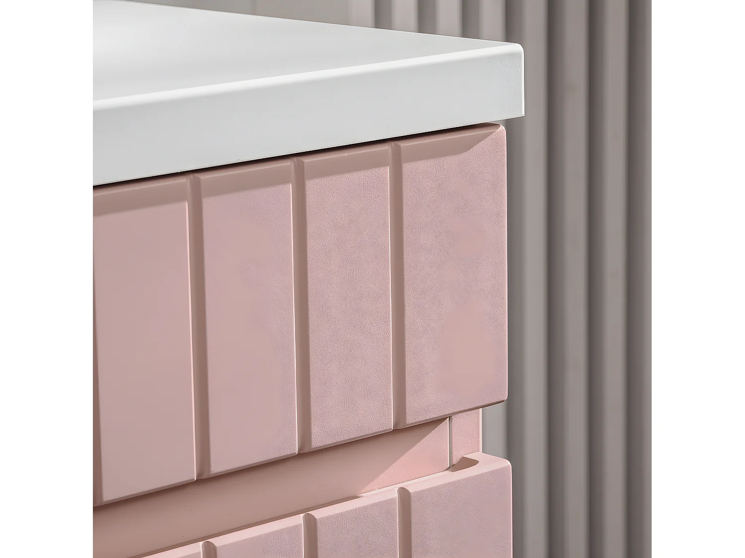 Meuble sous-vasque 100cm plan de toilette Zelie Rose et Blanc