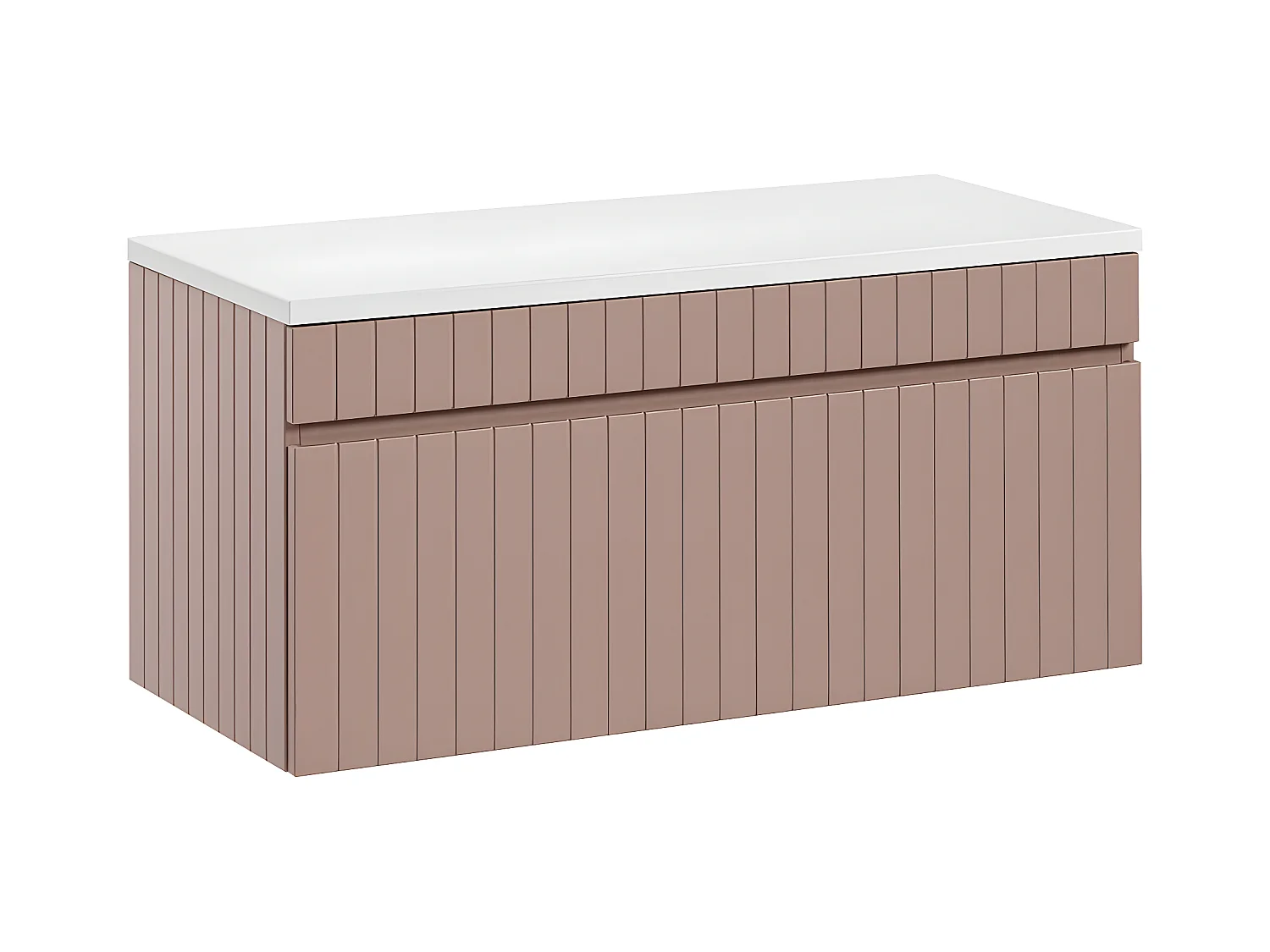 Meuble sous-vasque 100cm plan de toilette Zelie Rose et Blanc