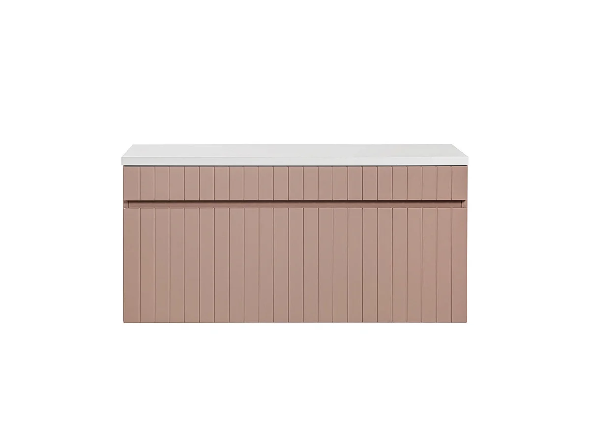 Meuble sous-vasque 100cm plan de toilette Zelie Rose et Blanc