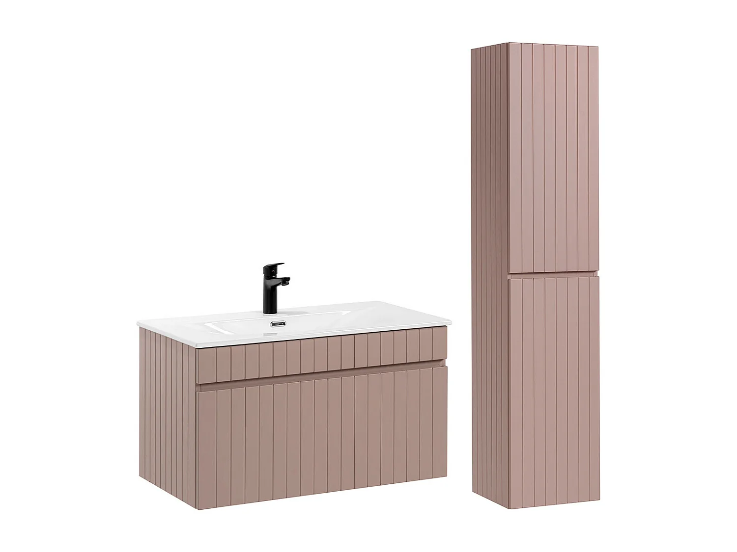 80 cm enkelt håndvask med Zelie pink underskab