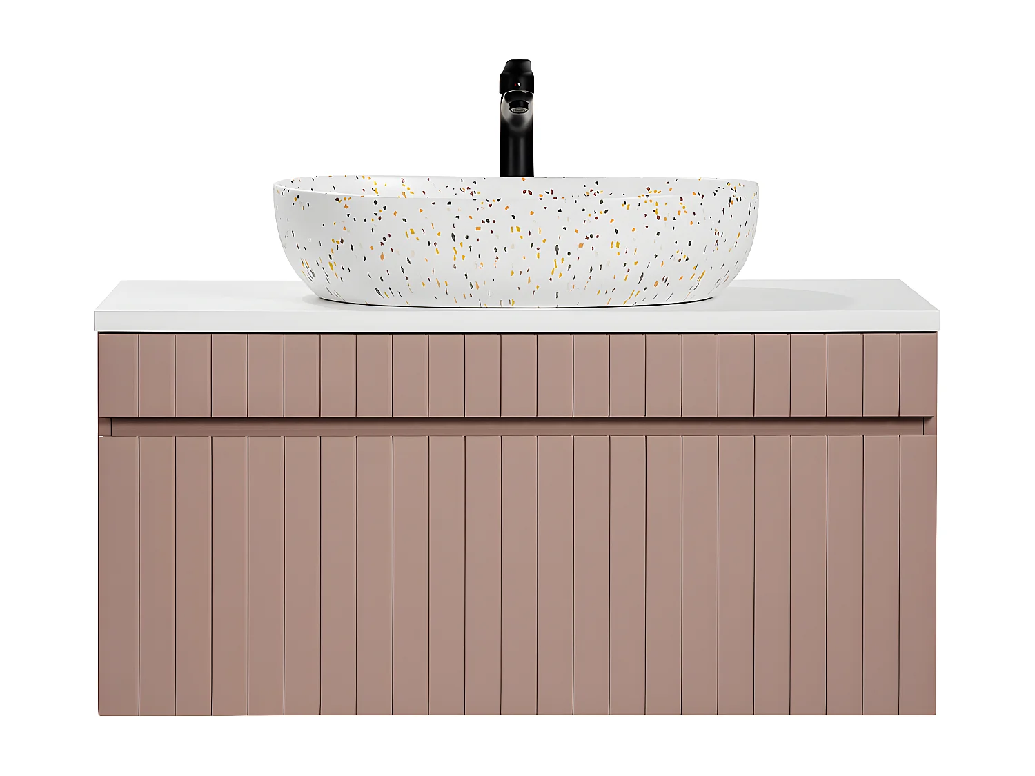 Meuble simple vasque 100cm Zelie Rose et Blanc