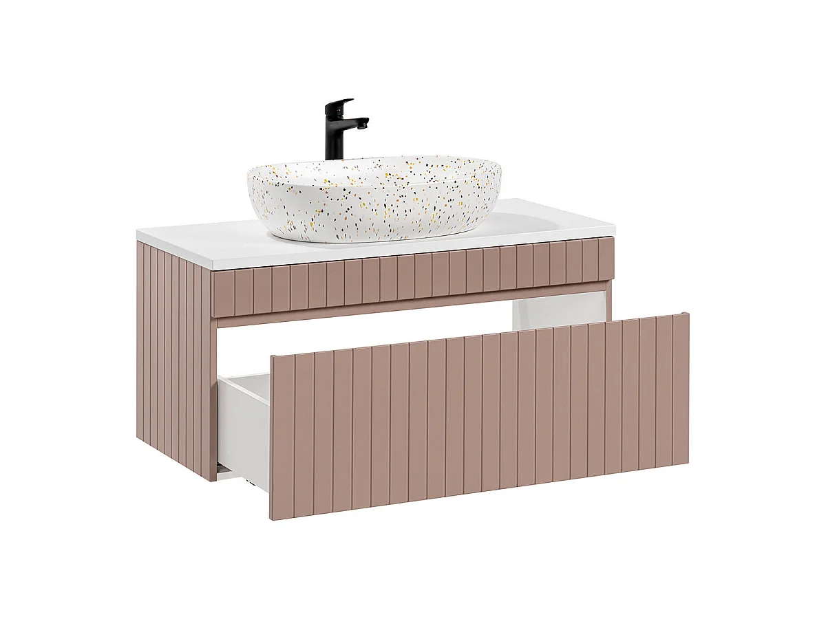 Enkele wastafel 100cm Zelie Roze en Wit